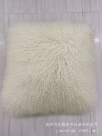 High-grade Fur Beach Wool Pillow (Option: Beige-45 X45cm With Core)